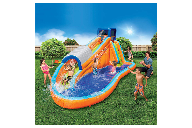 Water Slide,216x82inch 3 Rows Splash Sprint Racing Water Slides Inflatables for Kids and Adults Extra Thick Tear Proof Waterslide Lawn Backyard Garden Summer Outdoor Water Party Toy Kids Slide 